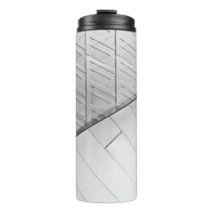 Grayscale photo of flooring thermal tumbler