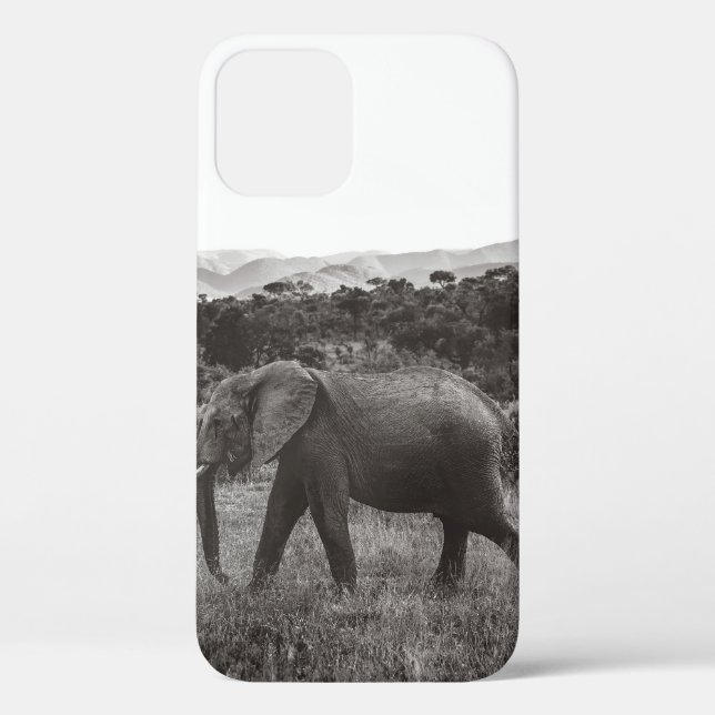 GRAYSCALE PHOTO OF GRAY ELEPHANT NEAR TREES Case-Mate iPhone CASE (Back)