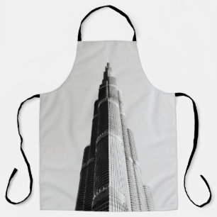 GRAYSCALE PHOTO OF HIGH RISE BUILDING APRON