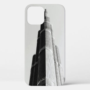 GRAYSCALE PHOTO OF HIGH RISE BUILDING iPhone 12 CASE