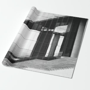GRAYSCALE PHOTO OF MAN WALKING ON CONCRETE PAVEMEN WRAPPING PAPER