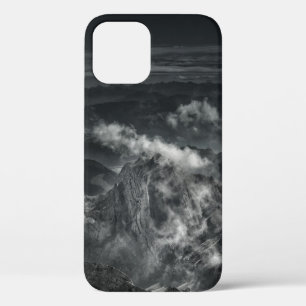 GRAYSCALE PHOTO OF MOUNTAIN RANGE iPhone 12 CASE