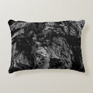 Grayscale photo of rock decorative cushion