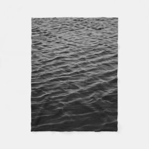 Grayscale photo of sea fleece blanket