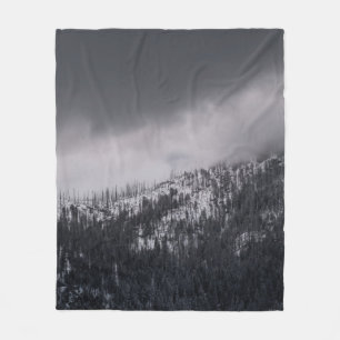 GRAYSCALE PHOTO OF TREE FLEECE BLANKET
