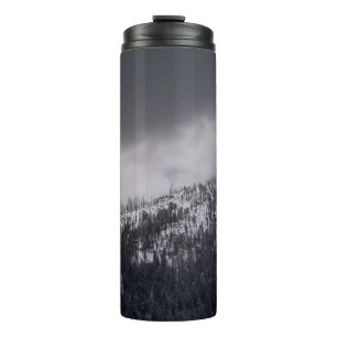 GRAYSCALE PHOTO OF TREE THERMAL TUMBLER