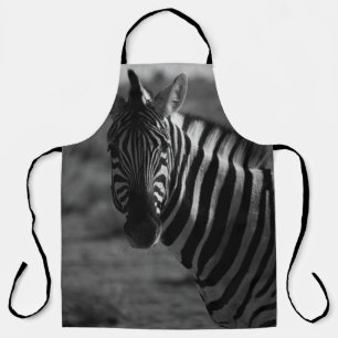 GRAYSCALE PHOTO OF ZEBRA APRON