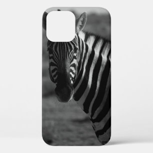 GRAYSCALE PHOTO OF ZEBRA iPhone 12 CASE