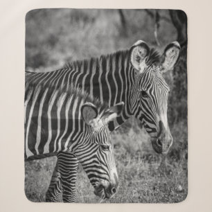 GRAYSCALE PHOTO OF ZEBRAS SHERPA BLANKET