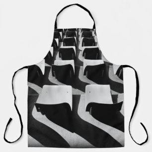 Grayscale photography of chairs with no people apron