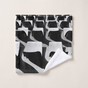 Grayscale photography of chairs with no people wash cloth
