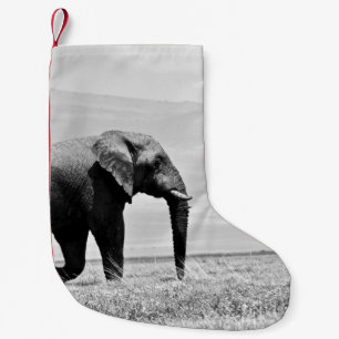 GRAYSCALE PHOTOGRAPHY OF ELEPHANT SMALL CHRISTMAS STOCKING