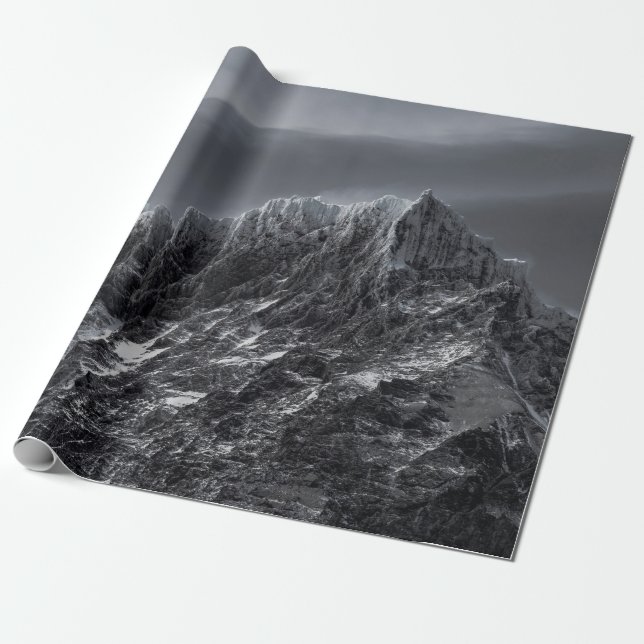 GRAYSCALE PHOTOGRAPHY OF MOUNTAIN WRAPPING PAPER (Unrolled)