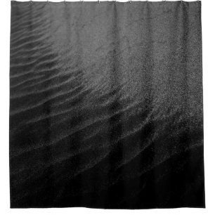 Grayscale photography of sand shower curtain
