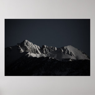 GRAYSCALE PHOTOGRAPHY OF SNOW MOUNTAIN POSTER