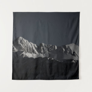 GRAYSCALE PHOTOGRAPHY OF SNOW MOUNTAIN TAPESTRY