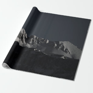 GRAYSCALE PHOTOGRAPHY OF SNOW MOUNTAIN WRAPPING PAPER