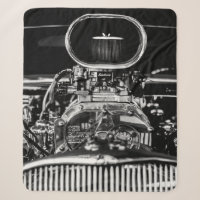 GRAYSCALE PHOTOGRAPHY OF VINTAGE CAR ENGINE