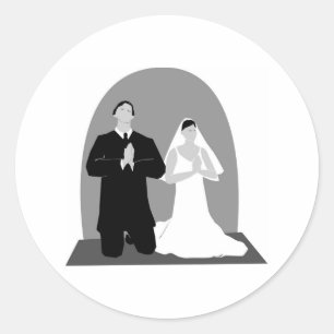 Grayscale Praying Couple Classic Round Sticker