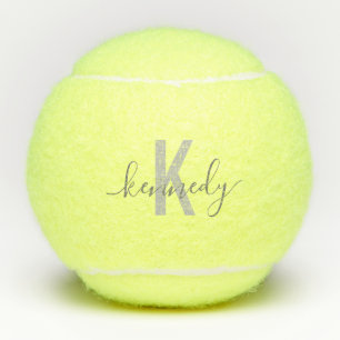 Grayscale Script Custom Personalised Monogram Tennis Balls