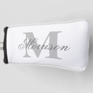 Grayscale Scripted Monogram Golf Head Cover
