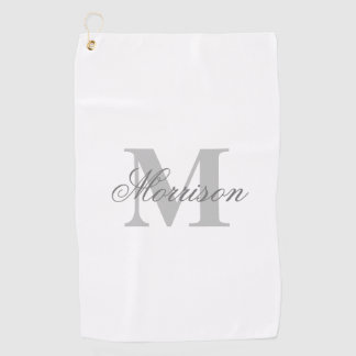 Grayscale Scripted Monogram Golf Towel