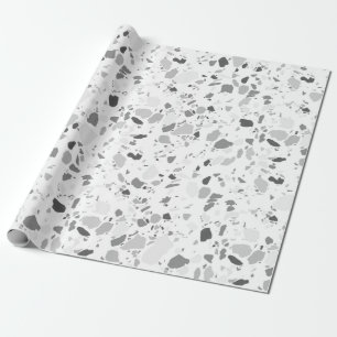 Grayscale terrazzo hand made wrapping paper