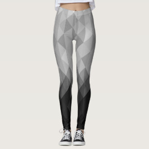 Grayscale triangle geometric squares pattern leggings