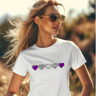 Graysexual Flag Pixel Heart T-Shirt
