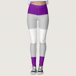Graysexual Flag Purple Grey White Striped LGBT Leggings