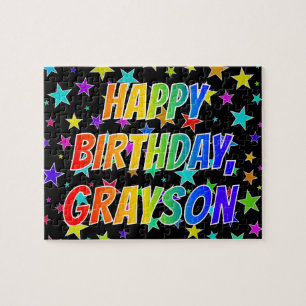 "GRAYSON" First Name, Fun "HAPPY BIRTHDAY" Jigsaw Puzzle