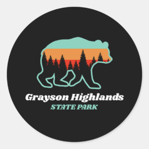Grayson Highlands State Park Virginia VA Bear  Classic Round Sticker