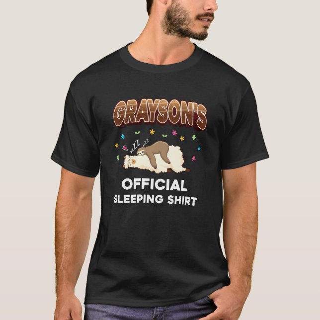 Grayson Name Sleeping Customized Pajama T-Shirt (Front)