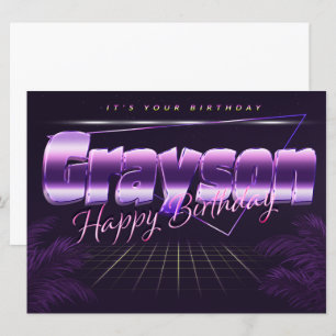 Grayson Name Vorname lila retro Karte Geburtstag Card