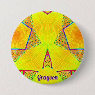 GRAYSON ~ Shades Yellow, Red, Orange, Blue, Green 7.5 Cm Round Badge