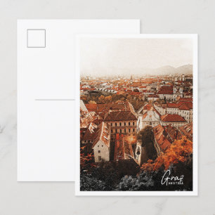 Graz Austria Beautiful Colour Pencil Landscape Postcard