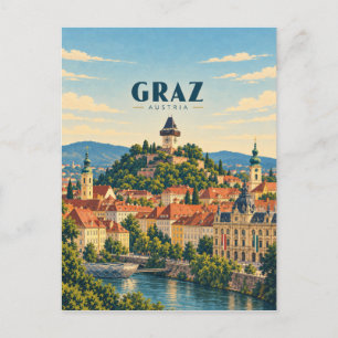 Graz Austria Vintage Travel Art Postcard