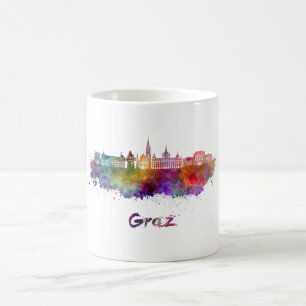 Graz skyline in watercolor coffee mug