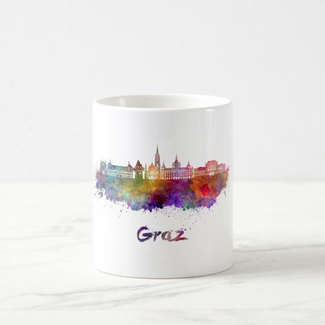 Graz skyline in watercolor coffee mug (Center)