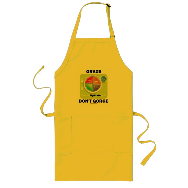 Graze Don't Gorge (MyPlate Food Group Attitude) Long Apron (Front)