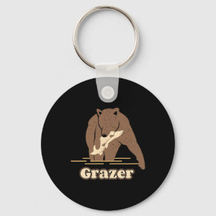 Grazer Fishing Bear Fat Brown Grizzly Beartober We Key Ring