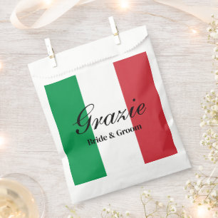 Grazie Italian flag of Italy wedding party Favour Bag