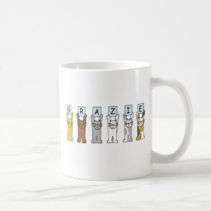 Grazie, Italian Thank you Cartoon Cats. Coffee Mug