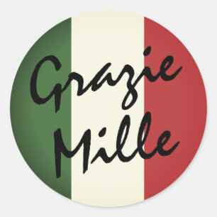 Grazie Mille Italian Round Label Stickers