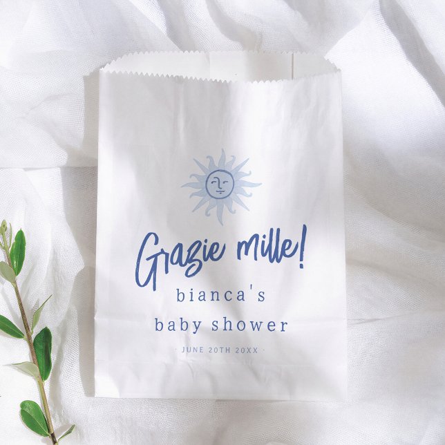 Grazie Mille! Mediterranean  Blue Boy Baby Shower Favour Bag (Creator Uploaded)