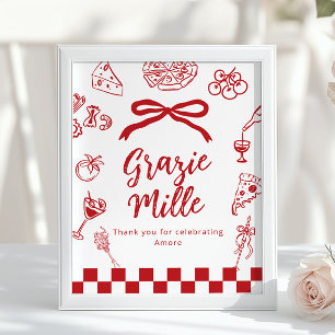 Grazie Mille Thank you for coming Favours Italian Poster