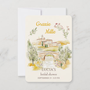 Grazie Mille Watercolor Tuscan Countryside Thank You Card