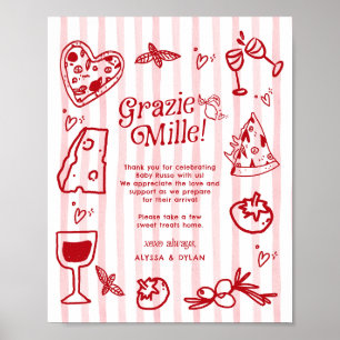 Grazie Mille Whimsical Italian Lemons Baby Shower Poster