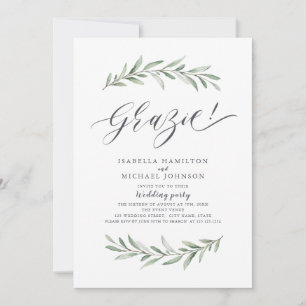 Grazie! Simple Rustic Greenery Wedding Invitation