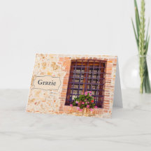 Grazie Thank you Italian Italy Flower Brick Window